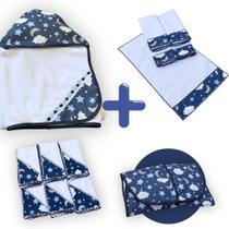 Kit Bebê 13 Peças 1 Toalha de Banho Forrada + 6 Fraldinha Pano de Boca + 5 Toalhinhas Higiênicas + 1 Kit Bebê 13 Peças 1 Toalha de Banho Forrada + 6 Fraldinha Pano de Boca + 5 Toalhinhas Higiênicas + 1