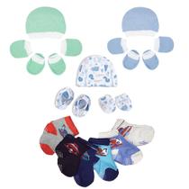 Kit Bebê 15 Peças Algodão Touca Luva e Meias Recém Nascido