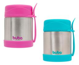 Kit Bebê 2 Marmitas Potes Térmico Inox Infantil Buba Temperaturas Cor Rosa E Azul Kit Bebê 2 Marmitas Potes Térmico Inox Infantil Buba Temperaturas Cor Rosa E Azul