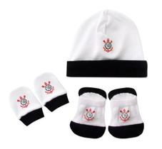 Kit Bebê 3 Pçs Corinthians Touca Luva e Meia Oficial