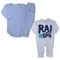 Kit Bebê 3 Peças Body Manga Longa E Mijão E Macacão Suedine Kit Bebê 3 Peças Body Manga Longa E Mijão E Macacão Suedine