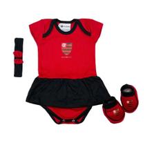 Kit Bebê 3 Peças do Flamengo Body + Pantufa + Tiara Oficial Kit Bebê 3 Peças do Flamengo Body + Pantufa + Tiara Oficial