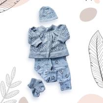 Kit Bebê 4 Pçs Blusa Trico Calça Suedine Fino Acabamento Kit Bebê 4 Pçs Blusa Trico Calça Suedine Fino Acabamento