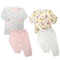 Kit Bebê 4 Peças Camiseta Manga Longa e Mijão Fresquinho Kit Bebê 4 Peças Camiseta Manga Longa e Mijão Fresquinho