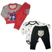 Kit Bebê 4 Peças Conjunto Body e Mijão e Conjunto Esporte