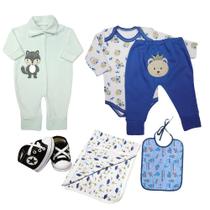Kit Bebê 6 Pças Conjunto Body Mijão Macacão Cueiro e Babador Kit Bebê 6 Pças Conjunto Body Mijão Macacão Cueiro e Babador
