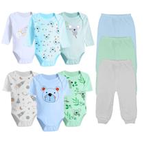 Kit Bebê 9 Peças Body Estampado Manga Curta E Longa E Mijão Kit Bebê 9 Peças Body Estampado Manga Curta E Longa E Mijão