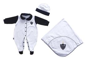 Kit Bebê Atlético MG Macacão Manta e Gorro Plush Kit Bebê Atlético MG Macacão Manta e Gorro Plush
