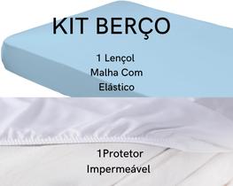 Kit Bebê Berço - Protetor Impermeável E Lençol De Berço Em Malha 100% Algodão