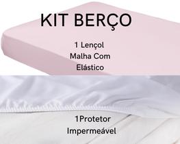 Kit Bebê Berço - Protetor Impermeável E Lençol De Berço Em Malha 100% Algodão