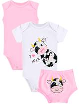 Kit Bebê Body Manga Curta, Body Regata e Tapa Fralda Infantil 3 Peças Suedine Vaquinha - Dapeen Kit Bebê Body Manga Curta, Body Regata e Tapa Fralda Infantil 3 Peças Suedine Vaquinha - Dapeen