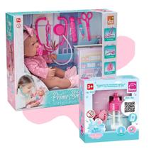 Kit Bebe Boneca Prime Baby Cuidados E Kit Mamadeira e Chupeta