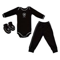 Kit Bebê Botafogo 3 Pçs Preto Longo - Torcida Baby