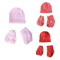 Kit Bebê Com 9 Peças Tricô Lã Sapato Luva Gorro Rn