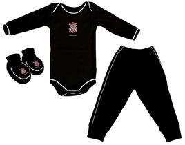 Kit Bebê Corinthians 3 Peças Longo - Torcida Baby Kit Bebê Corinthians 3 Peças Longo - Torcida Baby