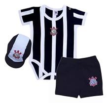 Kit Bebê Corinthians Body Short Boné Away Oficial