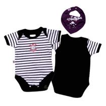 Kit Bebê Corinthians Com Body e Bandana Oficial