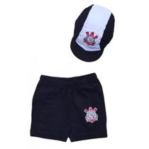 Kit Bebê Corinthians Com Shorts e Boné Oficial
