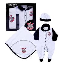 Kit Bebê Corinthians Macacão Manta e Gorro Plush - Oficial Kit Bebê Corinthians Macacão Manta e Gorro Plush - Oficial