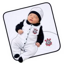 Kit Bebê Corinthians Macacão Manta e Gorro Plush - Oficial Kit Bebê Corinthians Macacão Manta e Gorro Plush - Oficial