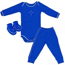 Kit Bebê Cruzeiro 3 Peças Longo Azul - Torcida Baby