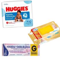 Kit Bebê Fralda Huggies Toalhinha Upa Bebê e Pomada Kit Bebê Fralda Huggies Toalhinha Upa Bebê e Pomada