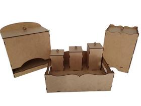 Kit Bebê Higiene em MDF - 6 Peças para Organizar o Quarto do Bebê