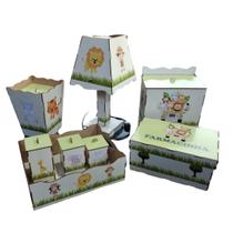 Kit Bebê Higiene Mdf Safari animais 8 Peças Montado Com Nome Quarto - LOPES MDF