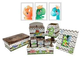 Kit Bebe Higiene Nuvem Quarto Menino Com Trio De Quadros Mdf