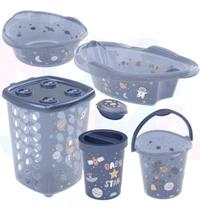 Kit Bebe Lixeixa,saboneteira,cesto,balde,bacia,banheira 21 Astronauta Plasutil