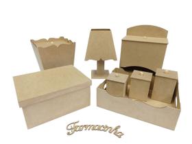 Kit Bebe Madeira Mdf Cru Liso 8 peças Com Farmácia Enfeite