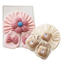Kit Bebê Menina 4 Peças: 2 Toucas Turbante + 2 Meias Fofinhas Presente