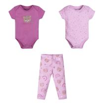 Kit Bebê Menina Angerô Suedine Body's e Calça Ursinho Rosa Tamanho:MCor:Igual da foto