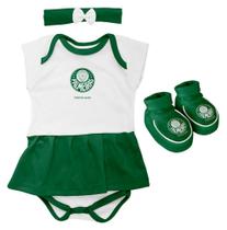 Kit Bebê Palmeiras 3 Peças Menina Torcida Baby