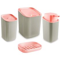 Kit Bebê Para Banheiro Quarto Lixeira Saboneteira Dispenser Porta Algodão