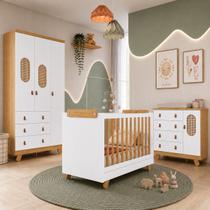 Kit Bebê Pingo Berço Guarda Roupa Cômoda Tela Branco/Amêndoa Kit Bebê Pingo Berço Guarda Roupa Cômoda Tela Branco/Amêndoa