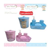 Kit bebe premium saboneteira porta sabonete liquido lixeira porta algodão cesta mandala para bebe - Plena Mix