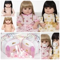 Kit Bebe Reborn Gêmeas Loira Morena Pode Banho Vários Itens Kit Bebe Reborn Gêmeas Loira Morena Pode Banho Vários Itens