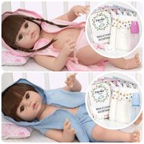 Kit Bebe Reborn Gêmeos 100% Silicone Menino Menina Roupão