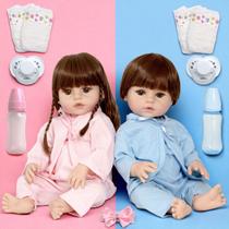 Kit Bebê Reborn Gêmeos Casal 52cm 100 Silicone Acessórios barata