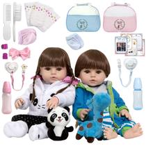 Kit Bebe Reborn Gêmeos Menina Pandinha Com Bolsa Pode Banho Kit Bebe Reborn Gêmeos Menina Pandinha Com Bolsa Pode Banho