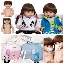Kit Bebe Reborn Gêmeos Menina Pandinha Com Bolsa Pode Banho Kit Bebe Reborn Gêmeos Menina Pandinha Com Bolsa Pode Banho