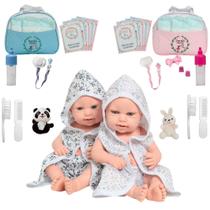 Kit Bebê Reborn Gêmeos Recém Nascidos Corpo 100% Vinil Kit Bebê Reborn Gêmeos Recém Nascidos Corpo 100% Vinil