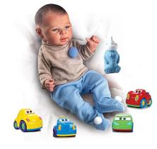 Kit Bebe Reborn Menino Realista Mamadeira + Carro Baby Cars