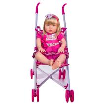 Kit Bebe Reborn Silicone e Pano Kiss 912 Carrinho Passeio