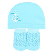 Kit Bebê Recém-Nascido Pimpolho Gorro + Meia Masculino Kit Bebê Recém-Nascido Pimpolho Gorro + Meia Masculino