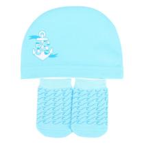 Kit Bebê Recém-Nascido Pimpolho Gorro + Meia Masculino Kit Bebê Recém-Nascido Pimpolho Gorro + Meia Masculino