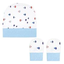 Kit bebe touca + luvas 100% algodão baby joy bublim