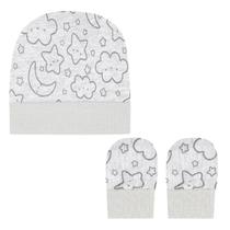 Kit bebe touca + luvas 100% algodão baby joy bublim