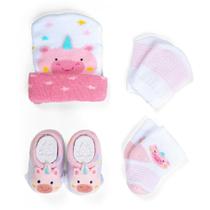 Kit Bebê Touca Meia Luva e Pantufa Recém Nascido Menina Saída Maternidade Enxoval Kit Bebê Touca Meia Luva e Pantufa Recém Nascido Menina Saída Maternidade Enxoval